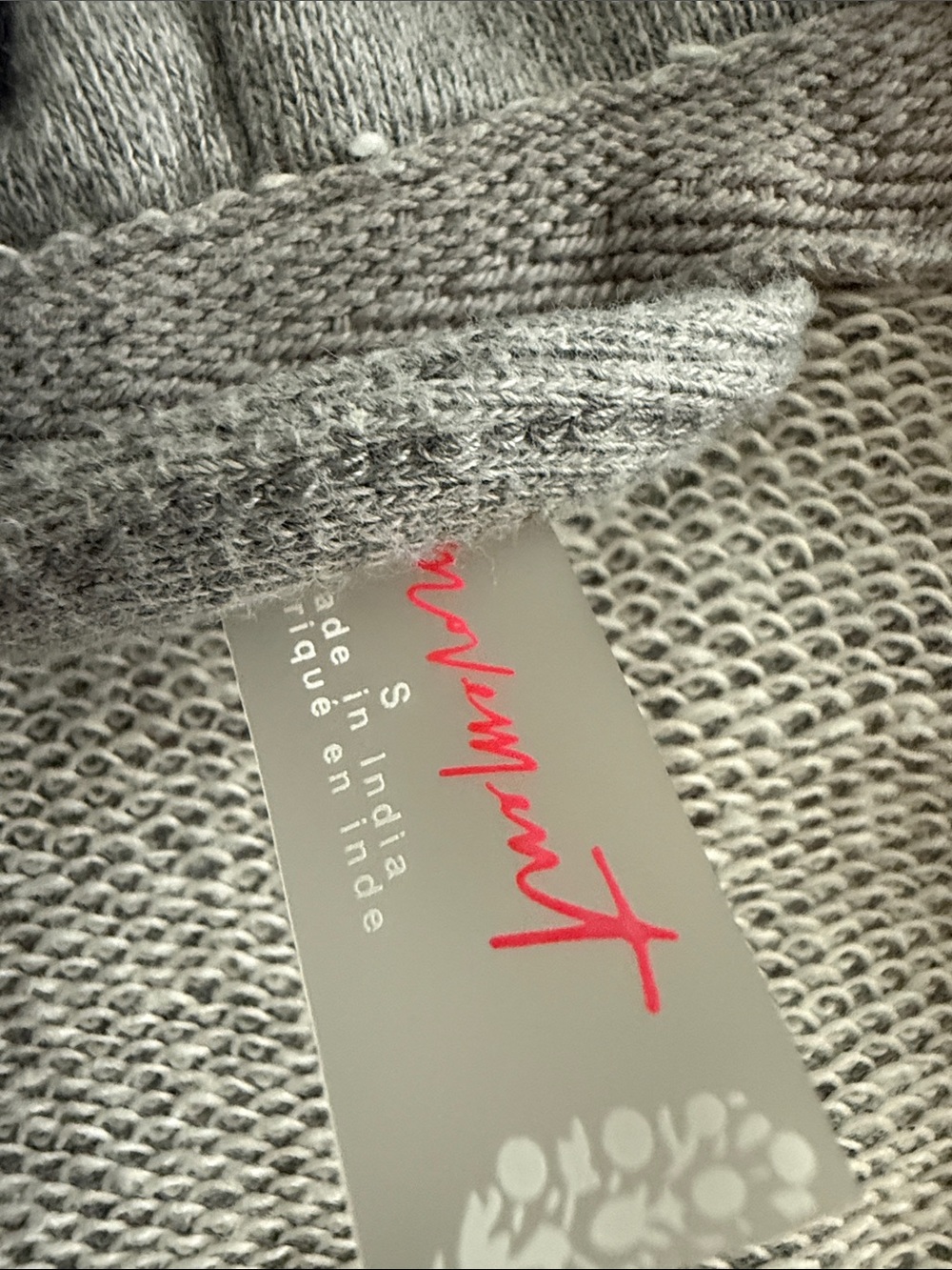 Free People Movement Light Gray Cropped Hoodie with Navy Botanical Graphic sz S - Picture 2 of 4